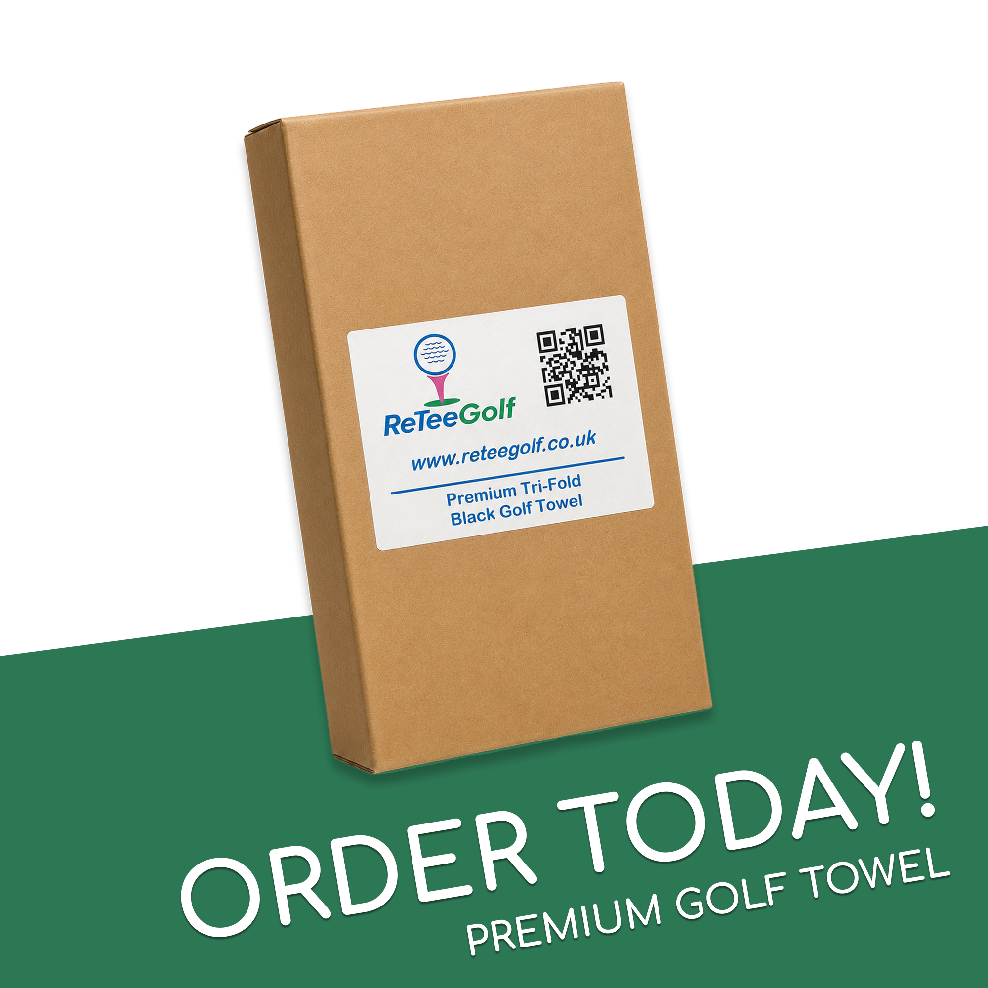 Tri-Fold Black Golf Towel