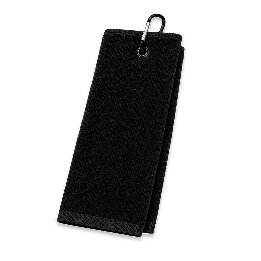 Tri-Fold Black Golf Towel