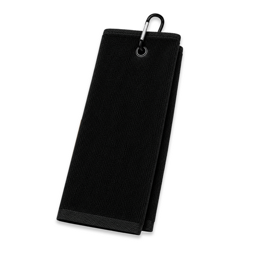 Tri-Fold Black Golf Towel